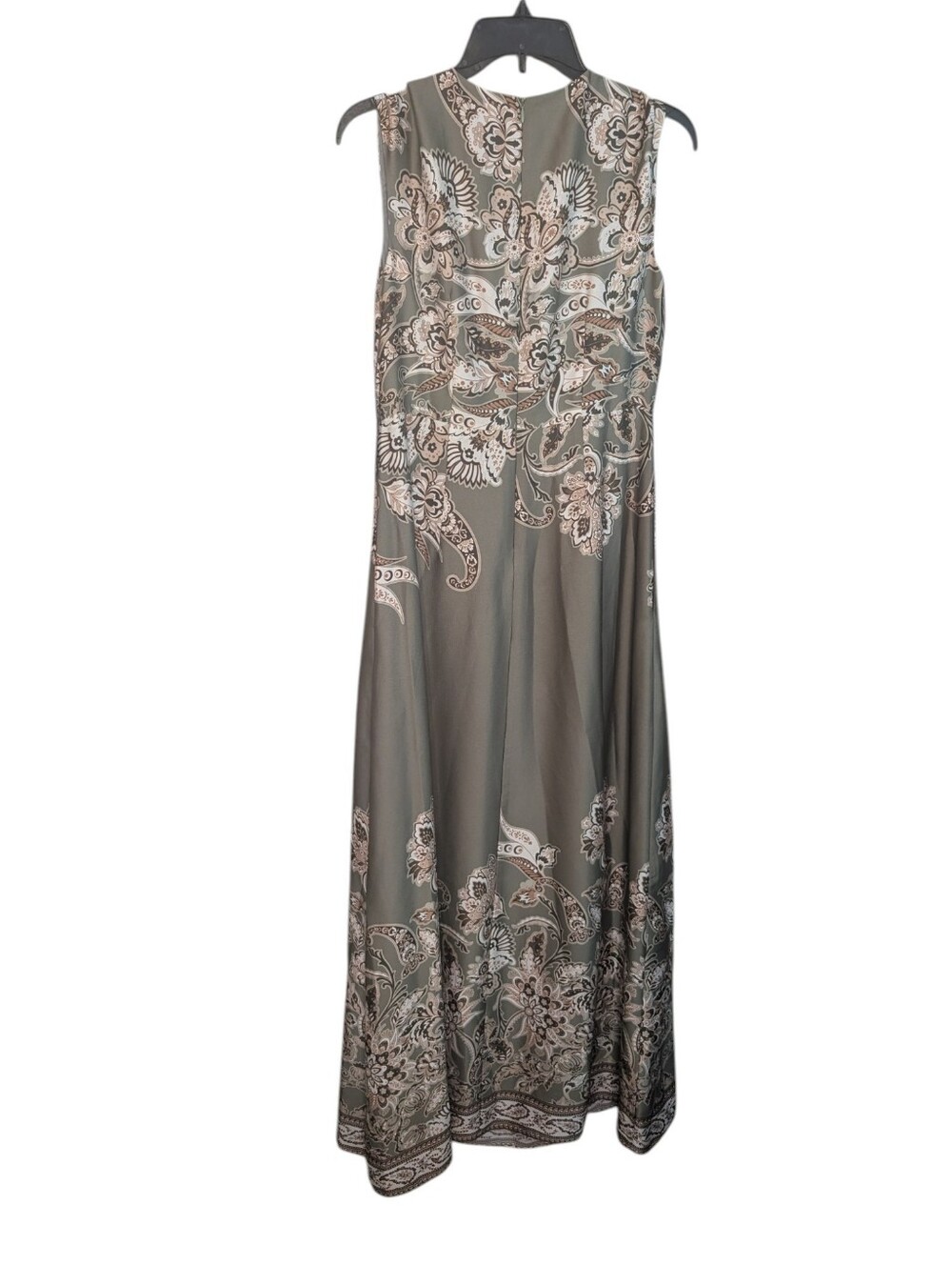 Vince Camuto Print Satin Gown In Sage .. Size 8 - Picture 4 of 10
